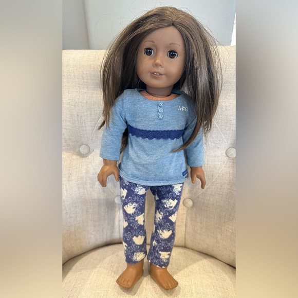 2013 Truly Me Doll #59 Brown Long Hair & Eyes Tan Skin Polar Bear Pajamas Panty